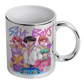 Huntrix Saja Boys, Κούπα κεραμική, ασημένια καθρέπτης, 330ml