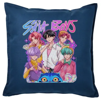 Huntrix Saja Boys, Μαξιλάρι καναπέ Μπλε 100% βαμβάκι, περιέχεται το γέμισμα (50x50cm)