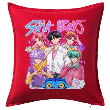 Huntrix Saja Boys, Sofa cushion RED 50x50cm includes filling