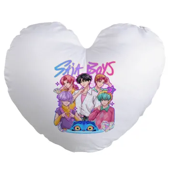 Huntrix Saja Boys, Μαξιλάρι καναπέ καρδιά 40x40cm περιέχεται το  γέμισμα