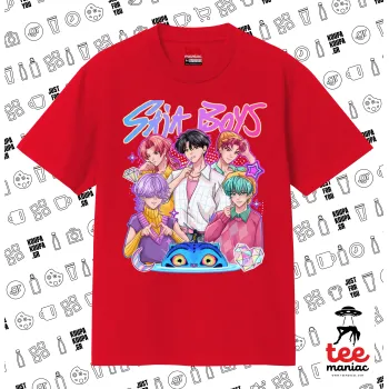 Huntrix Saja Boys, Κλασικό T-Shirt, διπλής ραφής, χωρίς πλευρικές ραφές ΚΟΚΚΙΝΟ από 100% βαμβάκι. Vegan & OEKO-TEX πιστοποιημένο.