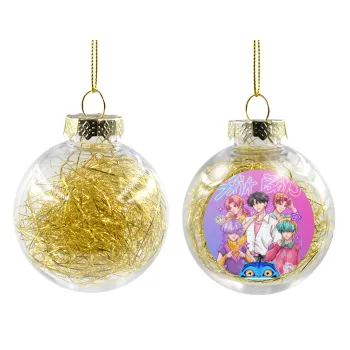 Huntrix Saja Boys, Στολίδι Χριστουγεννιάτικη μπάλα δένδρου διάφανη με χρυσό γέμισμα 8cm