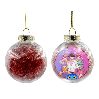 Huntrix Saja Boys, Transparent Christmas tree ball ornament with red filling 8cm