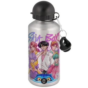 Huntrix Saja Boys, Μεταλλικό παγούρι νερού, Ασημένιο, αλουμινίου 500ml