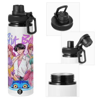 Huntrix Saja Boys, Metal water bottle with safety cap, aluminum 850ml