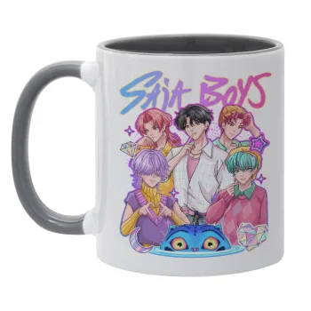 Huntrix Saja Boys, Κούπα χρωματιστή γκρι, κεραμική, 330ml