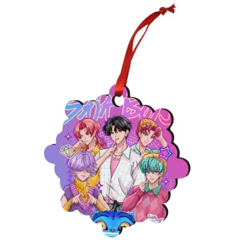 Huntrix Saja Boys, Στολίδι Χριστουγεννιάτικο στολίδι snowflake ξύλινο 7.5cm