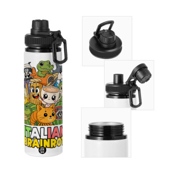 Italian Brainrot friends, Μεταλλικό παγούρι νερού με καπάκι ασφαλείας, αλουμινίου 850ml