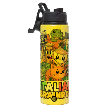 Italian Brainrot friends, Metallic water bottle with safety lid, 850ml aluminum