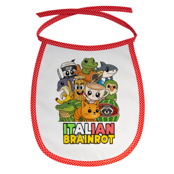 Italian Brainrot friends, Σαλιάρα μωρού αλέκιαστη με κορδόνι Κόκκινη