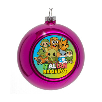 Italian Brainrot friends, Στολίδι Χριστουγεννιάτικη μπάλα δένδρου Μωβ 8cm