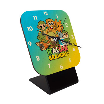 Italian Brainrot friends, Επιτραπέζιο ρολόι σε φυσικό ξύλο (10cm)