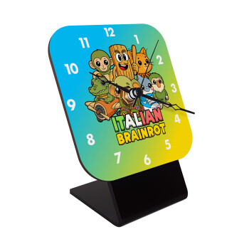 Italian Brainrot friends, Quartz Wooden table clock with hands (10cm)