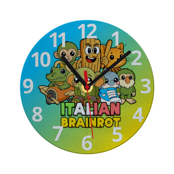 Italian Brainrot friends, Ρολόι τοίχου γυάλινο (20cm)