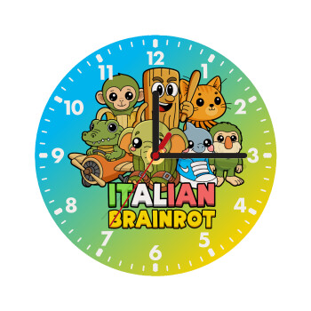 Italian Brainrot friends, Ρολόι τοίχου ξύλινο (20cm)