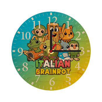 Italian Brainrot friends, Ρολόι τοίχου ξύλινο plywood (20cm)