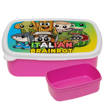 Italian Brainrot friends, ΡΟΖ παιδικό δοχείο φαγητού (lunchbox) πλαστικό (BPA-FREE) Lunch Βox M18 x Π13 x Υ6cm