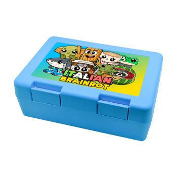 Italian Brainrot friends, Children's cookie container LIGHT BLUE 185x128x65mm (BPA free plastic)