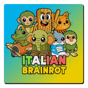 Italian Brainrot friends, Τετράγωνο μαγνητάκι ξύλινο 6x6cm