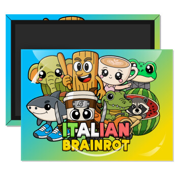 Italian Brainrot friends, Ορθογώνιο μαγνητάκι ψυγείου διάστασης 9x6cm