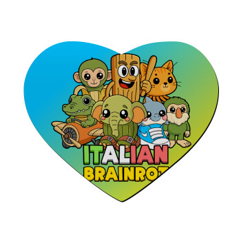 Italian Brainrot friends, Mousepad καρδιά 23x20cm