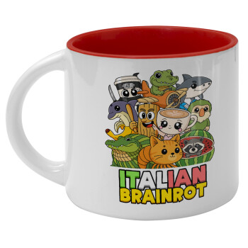 Italian Brainrot friends, Κούπα κεραμική 400ml Λευκή/Κόκκινη
