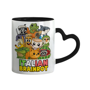 Italian Brainrot friends, Mug heart black handle, ceramic, 330ml