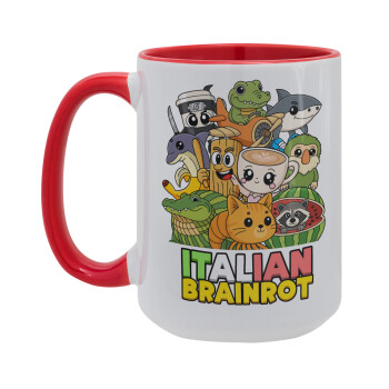 Italian Brainrot friends, Κούπα Mega 15oz, κεραμική Κόκκινη, 450ml