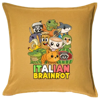 Italian Brainrot friends, Sofa cushion YELLOW 50x50cm includes filling
