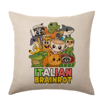 Italian Brainrot friends, Μαξιλάρι καναπέ ΛΙΝΟ 40x40cm περιέχεται το  γέμισμα