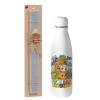 Easter Set, metallic stainless thermos bottle (500ml) & scented flat Easter candle (30cm) (GRAY)