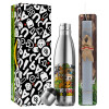Easter Set, metallic stainless thermos flask (500ml) & scented flat Easter candle (30cm) (GRAY)