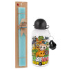 Easter Set, metallic aluminum water bottle (500ml) & scented flat candle (30cm) (TURQUOISE)