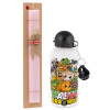 Easter Set, metallic aluminum bottle (500ml) & aromatic flat Easter candle (30cm) (PINK)