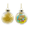 Transparent Christmas tree ball ornament with gold filling 8cm