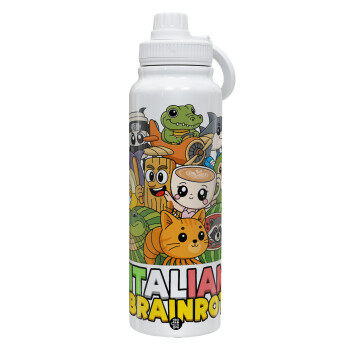 Italian Brainrot friends, 1L Stainless Steel Thermal Bottle with Phone Holder & Double Wall Insulation