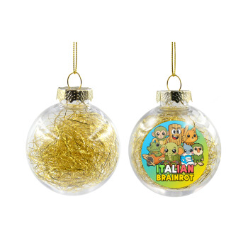 Italian Brainrot friends, Transparent Christmas tree ball ornament with gold filling 8cm