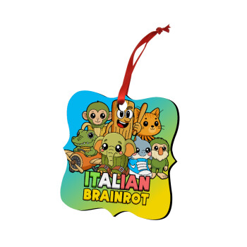 Italian Brainrot friends, Στολίδι Χριστουγεννιάτικο στολίδι polygon ξύλινο 7.5cm