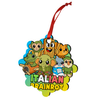 Italian Brainrot friends, Christmas ornament snowflake wooden 7.5cm