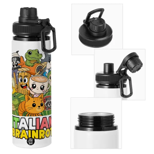 Italian Brainrot friends — Metal water bottle with safety cap, aluminum 850ml