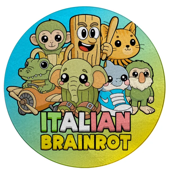 Italian Brainrot friends — Round glass cutting board (30cm)