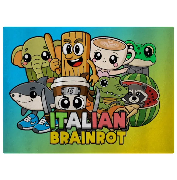 Italian Brainrot friends — Glass cutting board (38x28cm)