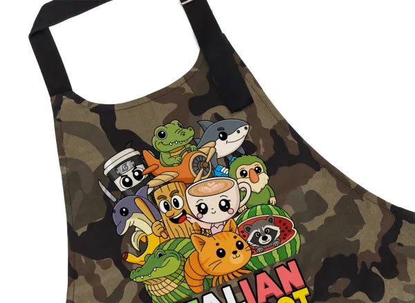 Italian Brainrot friends — Chef's cooking apron with pockets, cotton, camouflage (adult, 100% cotton)