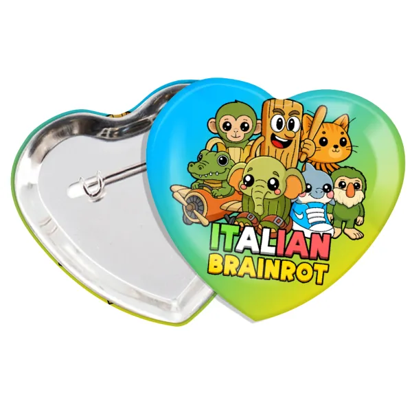 Italian Brainrot friends — Heart pin badge (57x52mm)