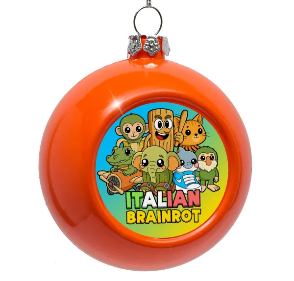 Italian Brainrot friends — Orange Christmas tree ornament bauble 8cm