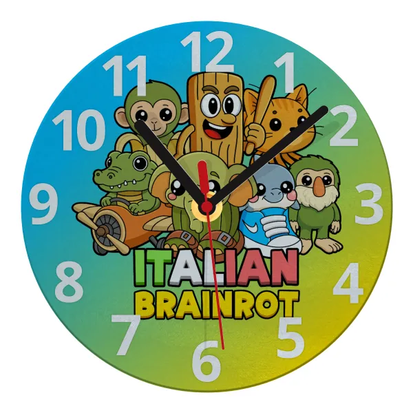 Italian Brainrot friends — Glass wall clock (20cm)