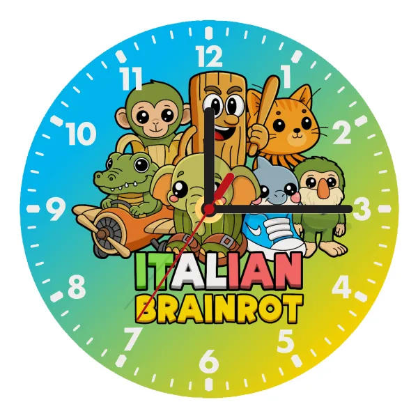 Italian Brainrot friends — Wooden wall clock (20cm)