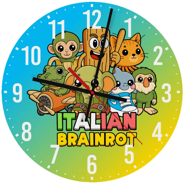 Italian Brainrot friends — Wooden wall clock (30cm)