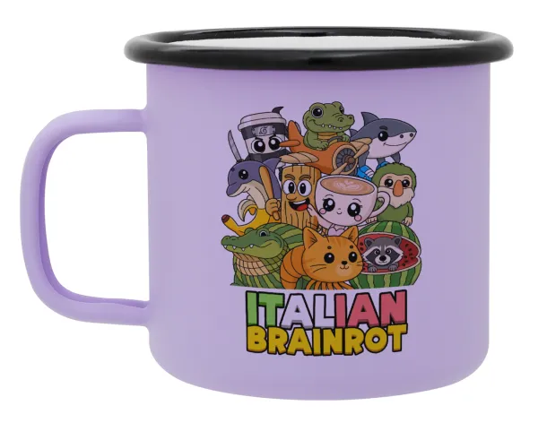 Italian Brainrot friends — Κούπα Μεταλλική εμαγιέ ΜΑΤ Light Pastel Purple 360ml