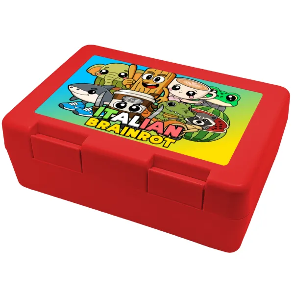 Italian Brainrot friends — Children's cookie container RED 185x128x65mm (BPA free plastic)